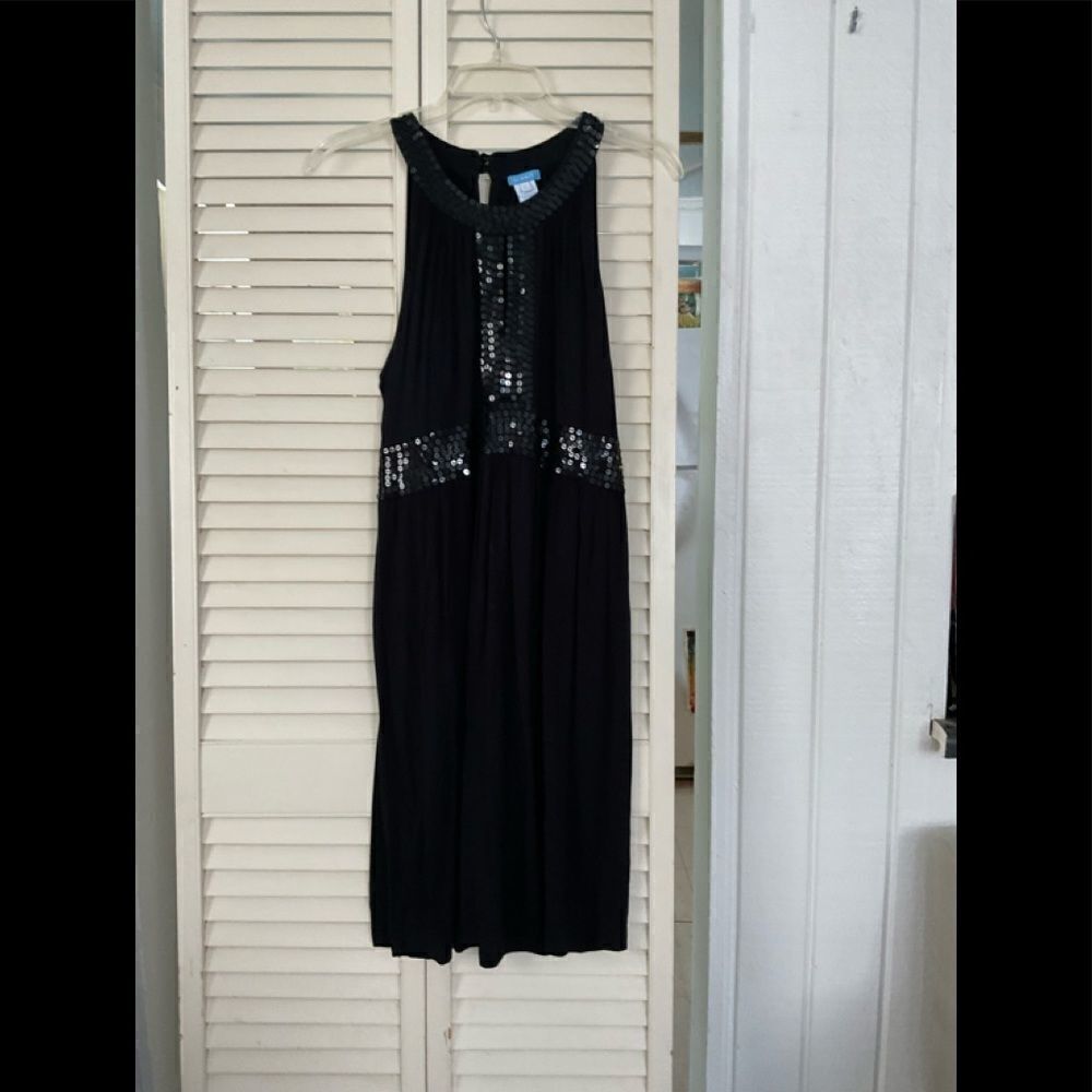 U Knit Black sequin sleeveless dress